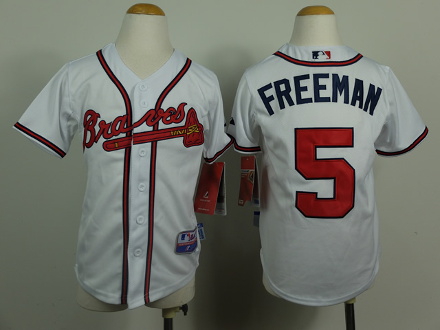 Youth Atlanta Braves 5 Freeman White MLB Jerseys
